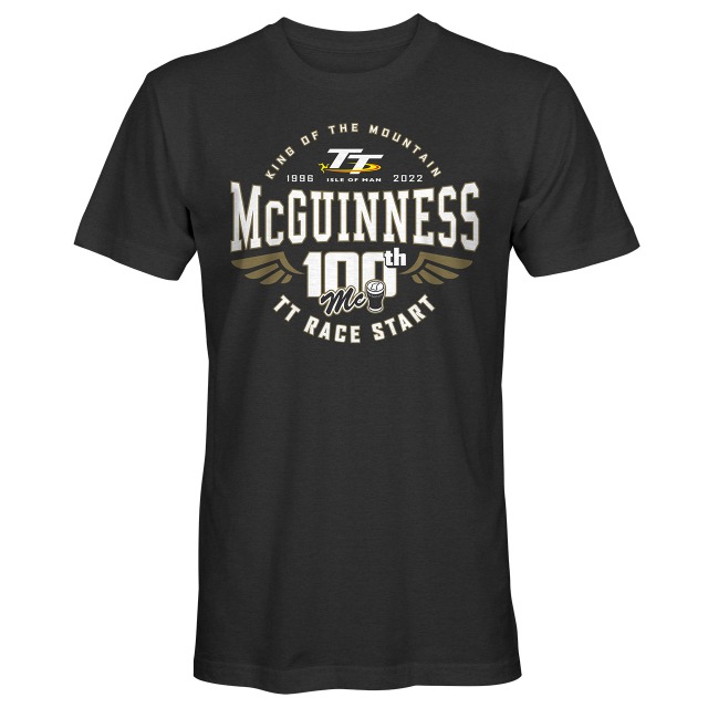 John McGuinness - 100th START -  Black T-Shirt 22ATS-100JM