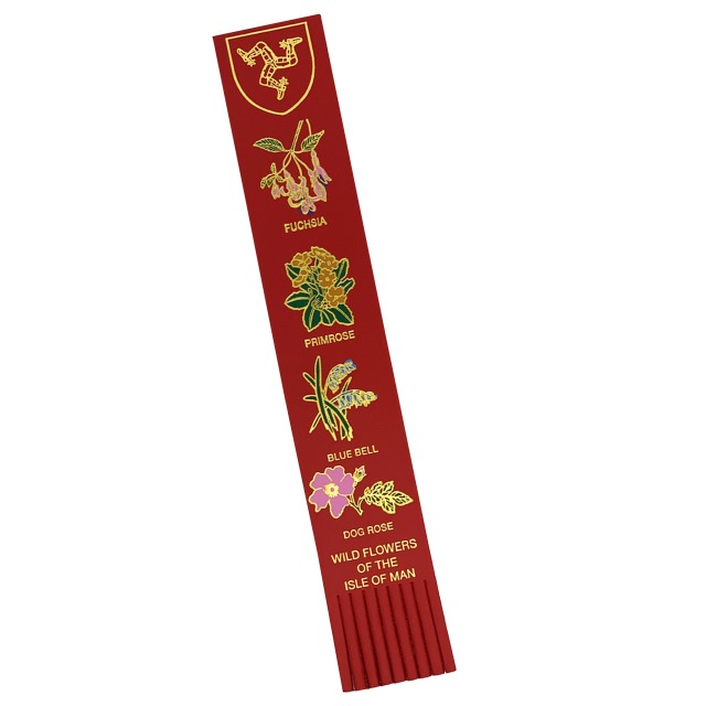 LEATHER BOOKMARK - MANX FLOWERS -  MG 434