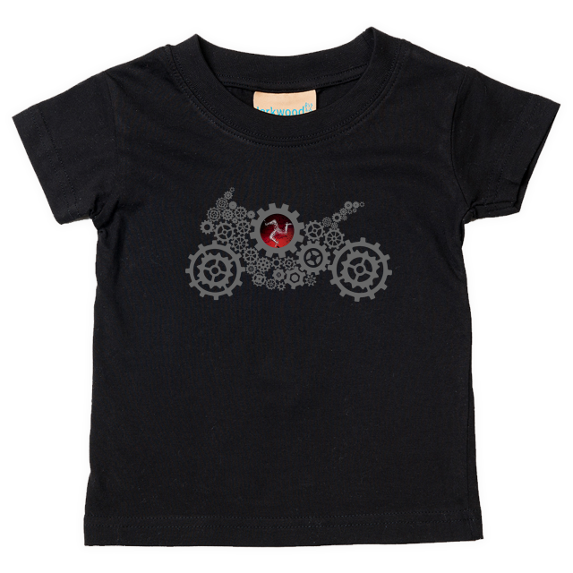 GEARS - PRINTED BLACK BABY T-SHIRT MBT 1110