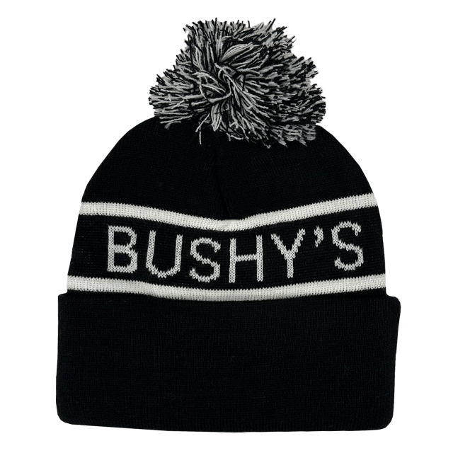 BUSHYS BLACK BOBBLE HAT HBO 50