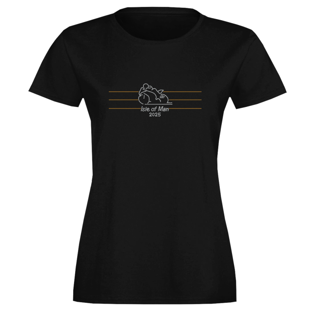 Diamante Bike Black Ladies Fitted T-Shirt - LDT 255