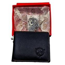 BLACK LEATHER  WALLET WITH CHAIN MG 931