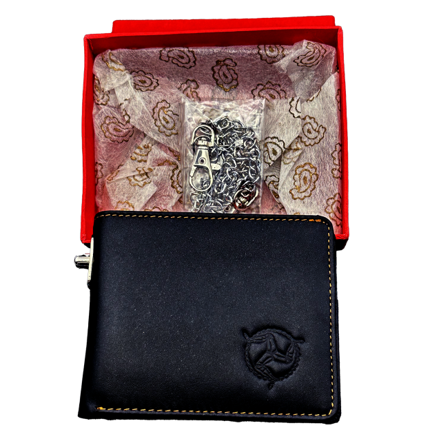 BLACK LEATHER  WALLET WITH CHAIN MG 931