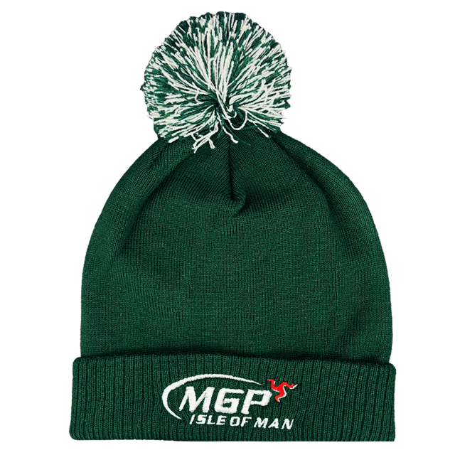 MANX GRAND PRIX - GREEN BOBBLE BEANIE 25MGP-GBB