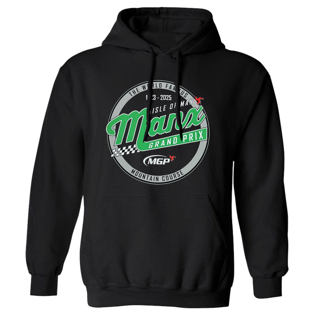 2025 - MANX GRAND PRIX-BLACK HOODIE 25MGP-BH