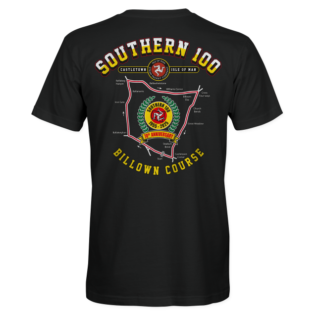 SOUTHERN 100 - 70TH ANNIVERSARY - BLACK T-SHIRT S100-70TH-B