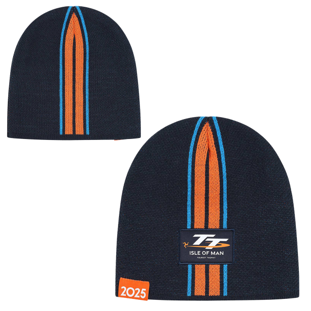 NAVY STRIPE TT LOGO BEANIE 534