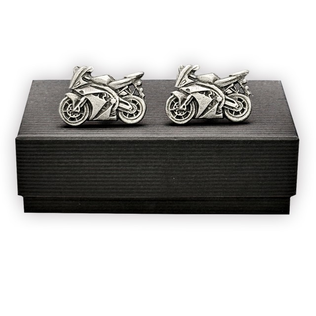 PEWTER - HAND CRAFTED CUFFLINKS - BIKE  MG 463