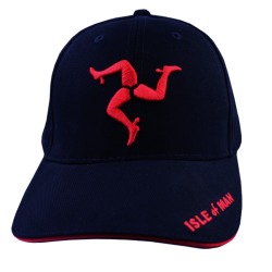 RAISED 3LEGS-ISLE OF MAN BLACK/RED BASEBALL CAP  MG 528