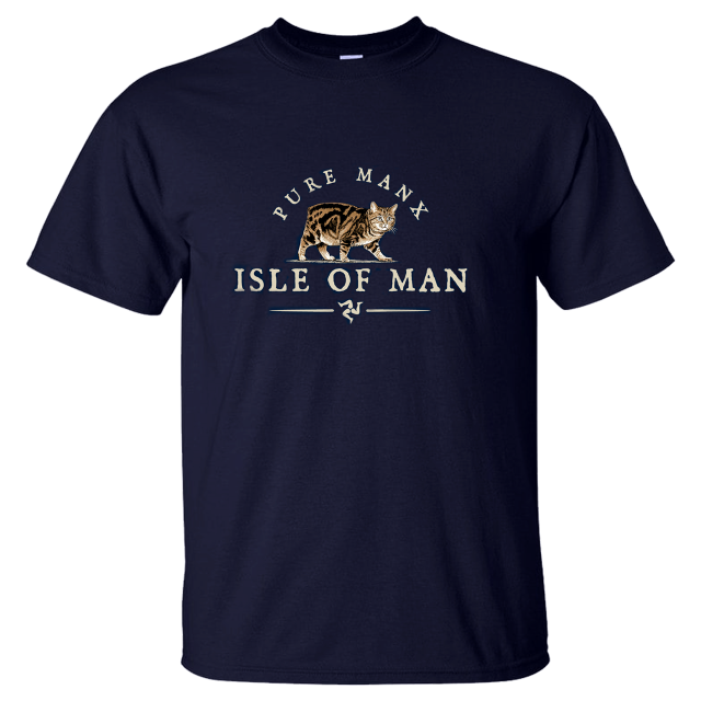 PURE MANX CAT - NAVY  T-SHIRT 25IOM33