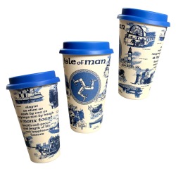 BLUE & WHITE BAMBOO TRAVEL MUG MG 046