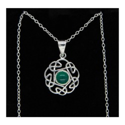 CELTIC KNOT /GREEN AGATE STONE PENDANT JSS 23