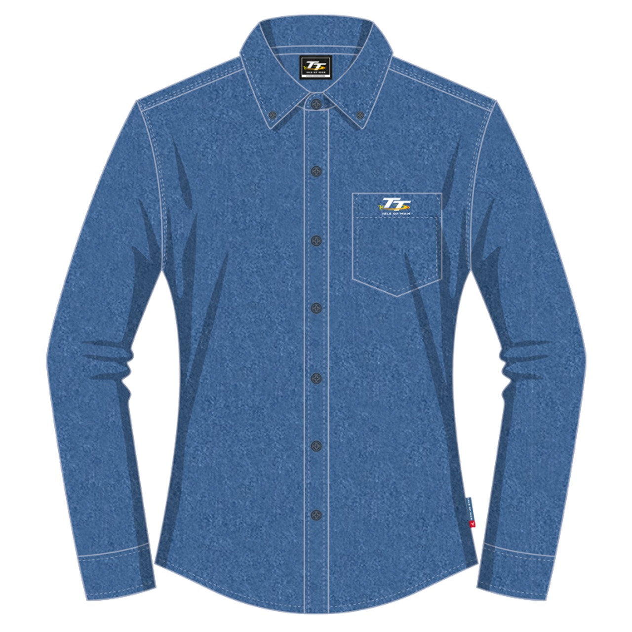 LADIES TT BLUE L/SLEEVE DENIM SHIRT 20LDS1 TT MERCHANDISE END OF SEASON SALE TT Shirts Manx Shirts