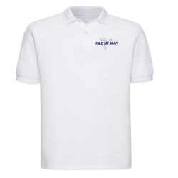 Quality White Manx Polo-shirt - 3 Legs logo MEP  195