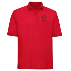 Quality Classic Red Manx Polo-shirt - 3 legs logo  MEP 210