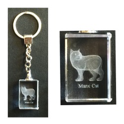 CRYSTAL KEYRING - MANX CAT MG 131