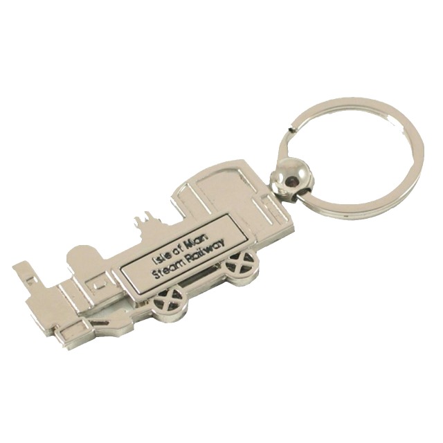 KEYRING - Isle of Man Steam Railway Train  in a bright silver coloured - metal  MG 341