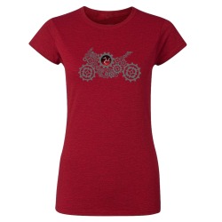 3LEGS -GEARS - LADIES ANTIQUE RED  T-SHIRT MLPT 1340