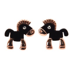 18K GOLD EMBOSSED HORSE EARRINGS SMA 01